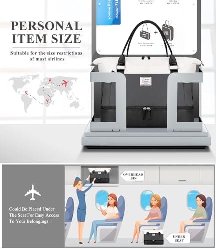 ETRONIK Weekender Bags for Women, Personal Item Travel Bag with Shoe Compartment, Carry On Overnight Bag with Toiletry Bag, Gym Bag with Wet Pocket,Duffel Bag for Travel, Sports, Hospital Black&Grey - Image 5