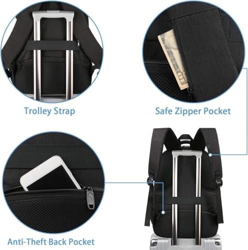 MATEIN College Large Travel Backpack, TSA Expandable Laptop Backpack with USB Charging Port, Anti Theft Computer Bag Fit 17.3 Inch Laptop Water Resistant College Backpack Gift for Men Women, Black - Image 6