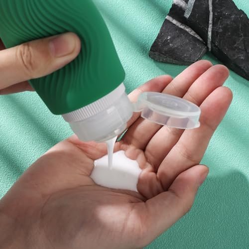 Travel Bottles for Toiletries, Tsa Approved 3oz Portable Travel Bottles, BPA Free Leak Proof Squeezable Silicone Travel Size Containers, Travel Accessories with Clear Toiletry Bag (4 Pack) - Image 3
