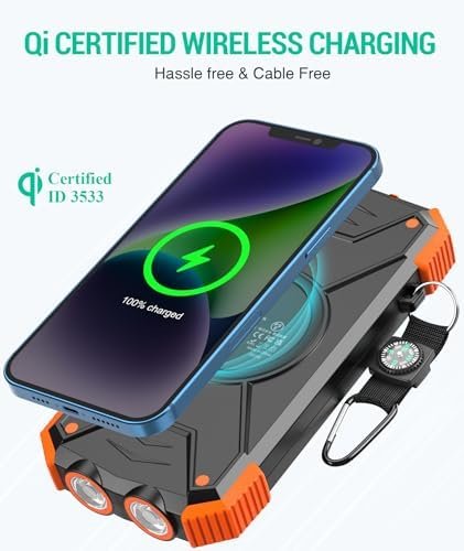 BLAVOR Solar Charger Power Bank 10,000mAh, Portable Wireless Charger, 20W Fast Charging External Battery Pack with USB C for Cell Phones, Solar Panel Charger with Dual Flashlight for Camping - Image 2