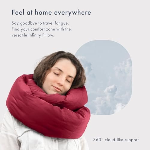 Huzi Infinity Pillow - Travel Neck Pillow - Versatile Soft 360 Support Scarf - Machine Washable - Home Travel Flight Road Trips (Burgundy) - Image 2