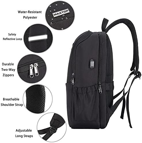 MAXTOP Travel Laptop Backpack with USB Charging Port Anti-Theft[Water Resistant] College School Bookbag Fits 17 Inch Laptop - Image 5