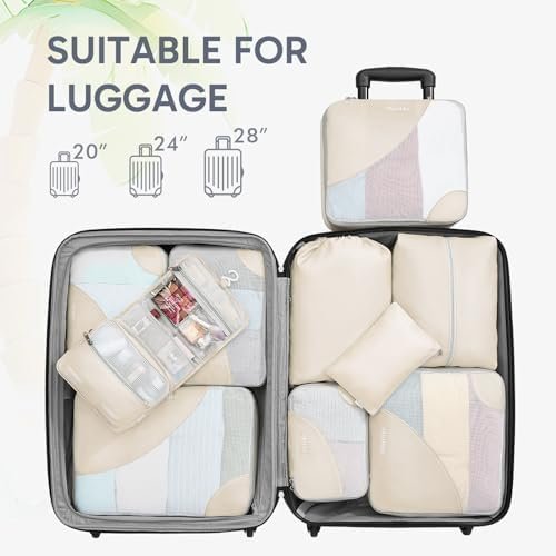 OlarHike Travel Essentials ALL INCLUDED 10 Set Sturdy Packing Cubes for Suitcases, UPGRADED Anti-Tear Stitching, NEW Improved Luggage Packing Organizers for Travel Accessories(Cream) - Image 7