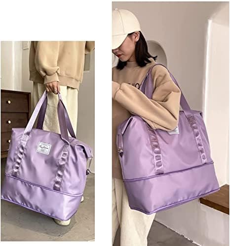 Large Capacity Travel Bag, Expansion Foldable Travel Duffel Bag, Dry and Wet Separation Portable Travel Duffel Bag, Overnight Bag for Women and Man(Fuchsia) - Image 7
