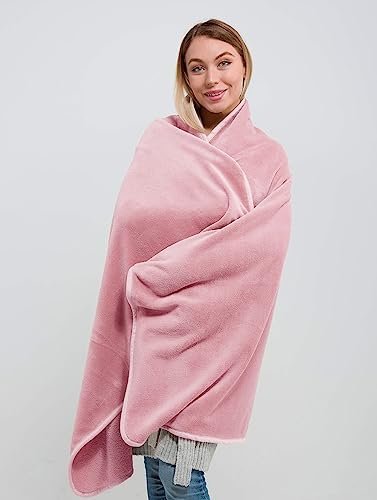BlueHills Travel Blanket Pillow Rolled Premium Soft Plush Airplane Throw Traveling Gifts Compact in a Bag 70 X 48 inches Long Plane Flight Portable Lightweight Pink R02 - Image 7
