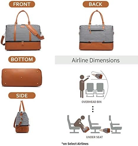 Sucipi Weekender Bags for Women Canvas Travel Duffle Bag with Shoe Compartment Overnight Bag Carry on Gym Duffel with Toiletry Bag for Traveling Weekend Hospital Bags for Labor and Delivery - Image 3