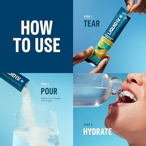 Liquid I.V.® Hydration Multiplier - Lemon Lime - Hydration Powder Packets | Electrolyte Drink Mix | Single-Serving Stick | Non-GMO | 1 Pack (16 Servings) - Image 5