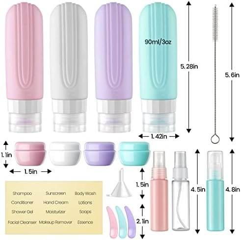 19 Pack Travel Bottles Set for Toiletries, TSA Approved Travel Size Containers, 3oz BPA Free Leak Proof Silicone Squeezable Travel Accessories, Refillable for Shampoo Conditioner Lotion Soap - Image 6