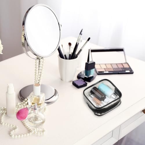 Sliverdew 2 PCS Small Clear Makeup Bags Zipper Pouch Mini Cosmetic Bag White Black Toiletry Bag for Men Purse Essentials Items Women Purse Travel Accessories - Image 6