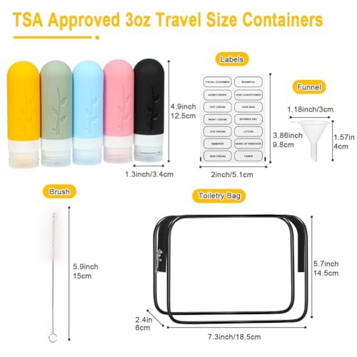 Shintop Travel Bottles for Toiletries, 3oz TSA Approved Travel Size Bottles Leak Proof Silicone Travel Containers BPA Free Refillable Squeeze Bottles For Shampoo Conditioner Liquid Lotion - Image 2