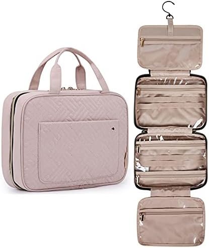 BAGSMART Large Toiletry Bag Travel Bag with Hanging Hook, Water-resistant Makeup Cosmetic Bag Travel Organizer for Accessories, Shampoo, Full Sized Container, Toiletries