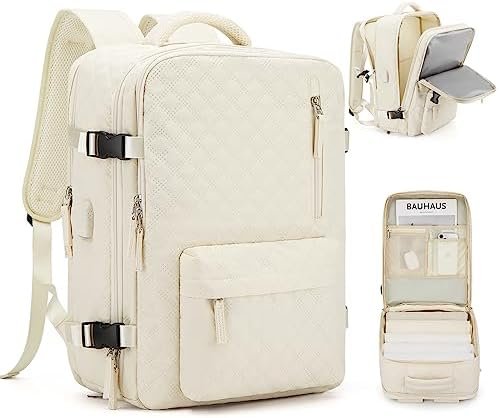 VGCUB Large Travel Backpack for Women Men, Carry on Backpack Airline Approved Gym Backpack Waterproof Business Laptop Daypack, Beige