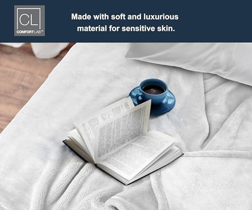 Comfort Lab Plush Flannel Bed Blanket - Soft, Lightweight, Fleece Blanket for Couch, Bed & Home Decor - Anti Pilling and Non Shedding Fleece Bed Blanket - Twin/Twin XL (66" x 90") - White - Image 5