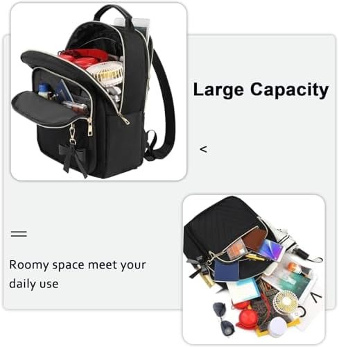 MATEIN Mini Backpack for Women, Waterproof Stylish Daypack Purse Shoulder Bag with USB Charging Port, Lightweight Small Casual Daily Travel Backpack, Lady Girls Gifts for Work School, 2pcs Sets, Black - Image 4