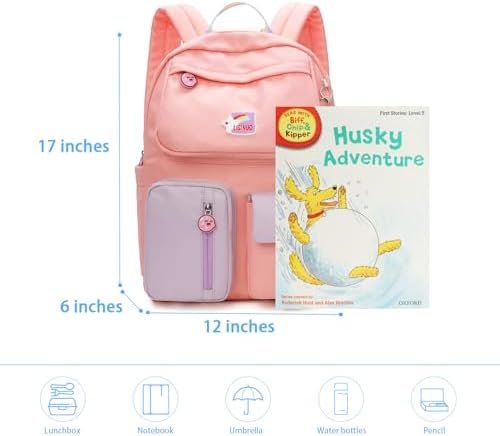 AUOBAG Backpacks for Girls Cute Backpack Suitable for Kids Aged 6-8 With CSPC Report to Send Pendant (Pink) - Image 3