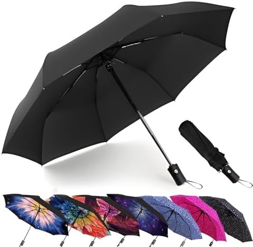 MRTLLOA 42/49 Inch Compact Windproof Travel Umbrella for Rain, Lightweight, Portable, Automatic, Strong, Waterproof Folding Umbrellas for Women, Men and Teenagers