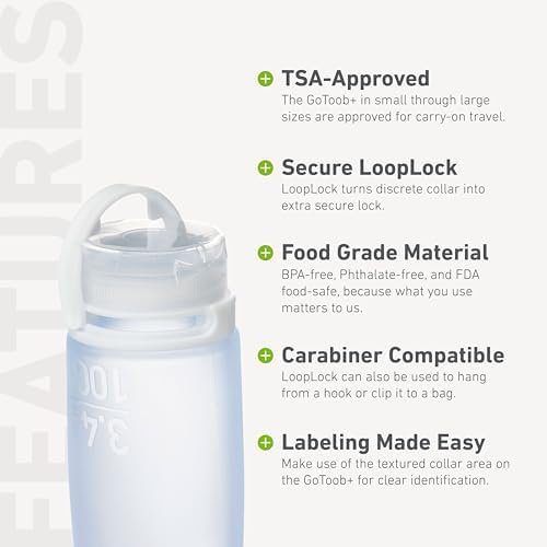 humangear GoToob+ 3-Pack (Large) | Refillable Silicone Travel Bottle | Locking Lid | Food-Safe Material, Clear/Red/Orange, Large (3.4 fl.oz.; 100ml) - Image 4