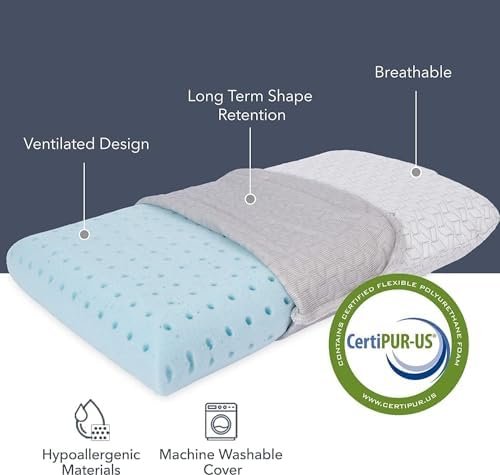 Vaverto Small Memory Foam Bed Pillow for Camping - Compressible Medium Firm, Breathable Cover, Machine Washable, Ideal Backpacking, Airplane and Car - Image 2
