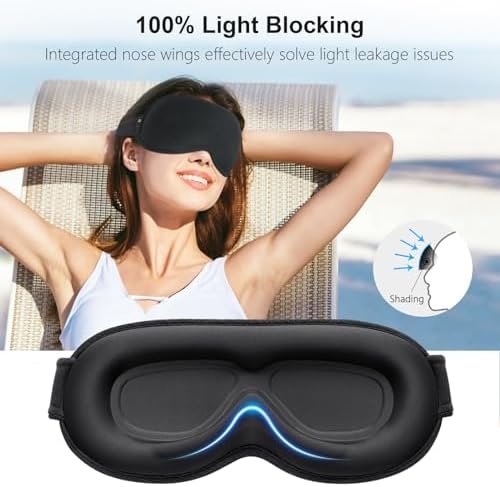 Gritin 100% Blackout Sleep Eye Mask for Women Men, Zero Eye Pressure Sleeping Mask - Ergonomic Design 3D Cutout Eye Movement and Eyelash Friendly Night Blindfold, Ultra Soft & Comfortable for Sleeping - Image 2