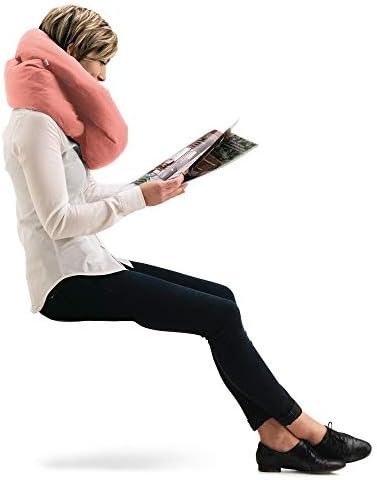 Huzi Infinity Pillow - Home Travel Soft Neck Scarf Support Sleep (Pink) - Image 5
