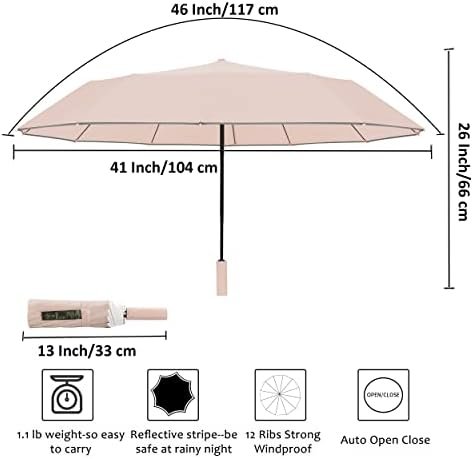 BAODINI Windproof Compact Rain Umbrella for Travel 42/46 Inch Premium Fabric Auto Open Perfect for Purse and Backpack Portable Umbrella for Women and Men - Image 6