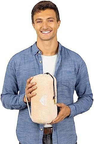 BlueHills Travel Blanket Pillow Rolled Premium Soft Plush Airplane Throw Traveler Essentials Gift Compact in a Bag 70X48 inches Long Car Plane Flight Portable Beige R06 - Image 8
