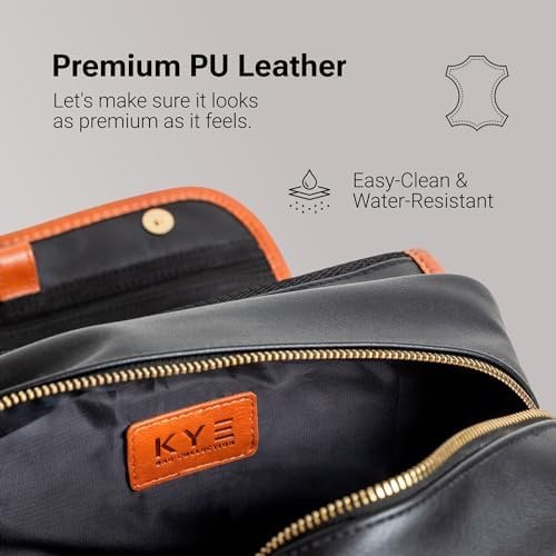 Leather Hanging Travel Toiletry Bag for Men with Removable Cover and Hanging Hook - Dopp Kit for men - Makeup Bag Organizer for Women for all your Travel Essentials - Image 5