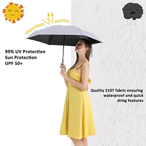 BAODINI Travel Mini Umbrella for Purse With Case-Small Compact UV Umbrella Protection Sun-Lightweight Tiny Pocket Umbrella with Case for Women, Girls - Image 3