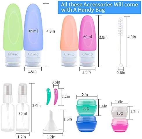 14PC 3OZ TSA Approved Silicone Travel Bottles for Toiletries, BPA Free Leak Proof Reusable Silicone Bottles, Travel Accessories for Shampoo Soap Liquids with Toiletry Bag - Image 2