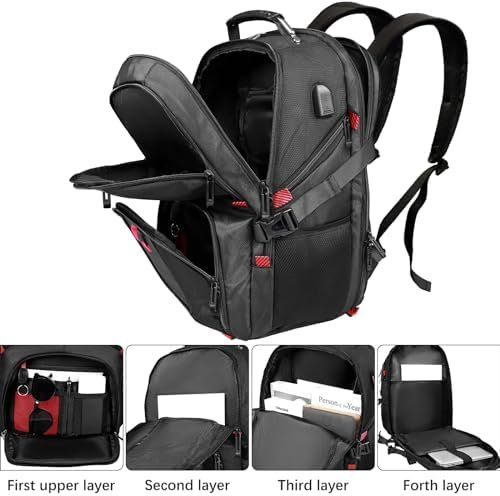 Extra Large Backpack, Big Capacity Backpack, Travel Laptop Backpack 50L for Women Men, College TSA Business Work Nursing Computer Bag 17 Inch, Black - Image 4