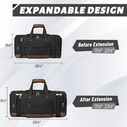 Wolhbege Duffle Bag for Travel,Mens Travel Bag & Carry On Bag for Men with Expandable Design and Luggage Sleeve –Duffel Bag for Gym, Weekender, Overnight Trips Black - Image 3