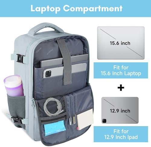 Taygeer Carry On Backpack, 35l Travel Backpack for Women Airline Approved, Cute Underseat Personal Item Travel Bag With Shoe Compartment, Casual Daypack Gifts for Friend Hiking Outdoor Weekend,Blue - Image 5