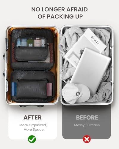 Packing Cubes for Travel - 8 Set of Packing Cubes for Suitcases - Packing Cubes for Carry on Suitcase Organizer Bags Set for Travel Accessories, Travel Bags Organizer for Luggage (Black) - Image 4