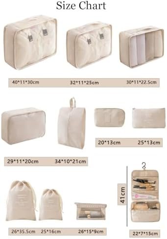 11 Set Packing Cubes Travel Organizer Bags Packing Organizers for Travel Accessories Luggage Packing Cube (Blue) - Image 4