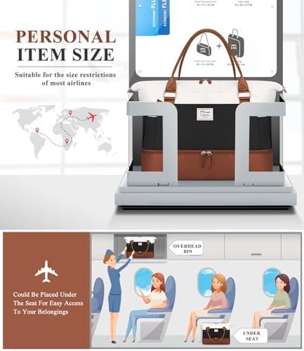 ETRONIK Weekender Bags for Women, Personal Item Travel Bag with Shoe Compartment, Carry On Overnight Bag with Toiletry Bag, Gym Bag with Wet Pocket,Duffel Bag for Travel, Sports, Hospital Brown&Khaki - Image 5