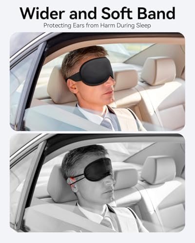 Weighted Eye Mask for Sleeping, Blackout Sleep Mask for Men Women, Upgraded 3D Contoured Eye Cup, Eye Cover for Eyelash Extensions, Airplane Travel Essentials with Soft Memory Foam, Yoga Nap(Black) - Image 6