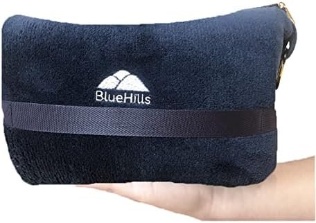 BlueHills Travel Blanket Pillow in Mini Soft Case Premium Plush Airplane Blanket in Soft Bag Compact Pack with Luggage Belt and Backpack Clip Long Flights Essentials Traveling Plane - Navy Blue M04 - Image 9
