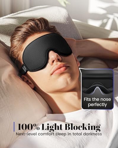 WAOAW Sleep Mask for Men Women: Blackout Eye Masks for Sleep - 3D Breathable Soft Comfortable Eye Mask for Travel - Adjustable Light Blocking Night Masks for Sleeping - Image 3