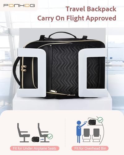 Large Travel Backpack for Women - Travel Backpack Carry on Flight approved 40L Personal Item with 6 Packing Cubes fit 17 inch Laptop Water Resistant Business College Backpacks Black - Image 3