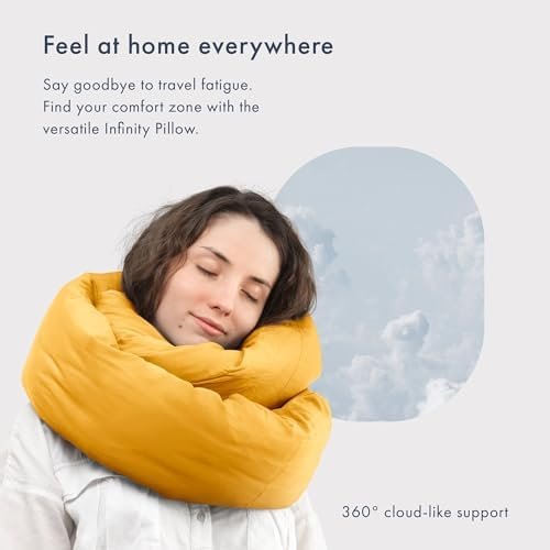 Huzi Infinity Pillow - Travel Neck Pillow - Versatile Soft 360 Support Scarf - Machine Washable - Home Travel Flight Road Trips (Ochre Yellow) - Image 2