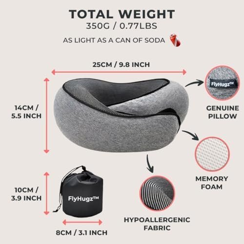 FlyHugz™ Neck Travel Pillow | Memory Foam Neck Pillow for Comfort on Airplane | Compact and Ergonomic Design for Travel, Car Rides, and Home Use | Ideal for Adults and Kids - Image 5