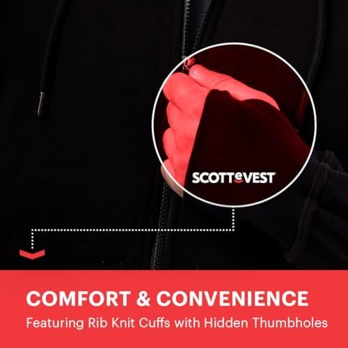 SCOTTeVEST Microfleece Hoodie for Men - 21 Hidden Pockets - Warm Fleece Zip Up Sweatshirt for Travel & More - Image 5