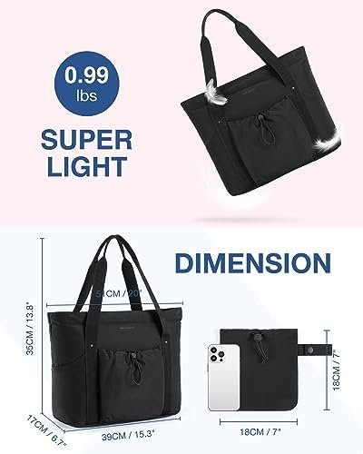 BAGSMART Tote Bag for Women, Tote Shoulder Bag with Laptop Compartment and Zipper Handbag for Travel, Work - Image 4