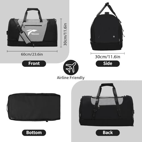 Tolaccea Large Mens Travel Bag, 54L-72L Expandable Duffel Bag for Travel, Carry On Weekend Bag Workout Overnight Backpack with Shoe Laptop Compartment, Gym Bag for Men Women, Sports Duffel Bag - Image 5
