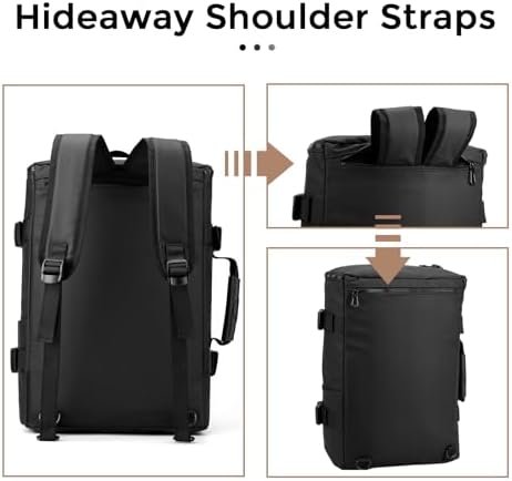 Travel Backpack for Men, Travel Backpack with Shoulder Strap Water Resistant, 15.6 inch Laptop Flight Approved Suitcase Carry on Backpack Business Rucksack Large Durable Weekender Bag, Black - Image 2