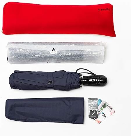 Large Umbrella Windproof 54 Inch Folds Into Portable Travel Size - Big Enough To Comfortably Fit In 2 Adults - Auto Open Close and Patented Vortex System For Superior Safety And Durability (Navy Blue) - Image 7