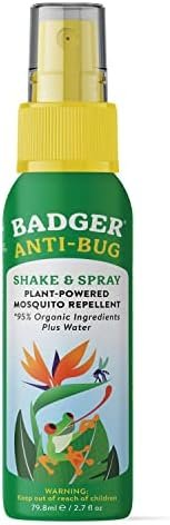 Badger Bug Spray, Travel Size Bug Spray, Organic Deet Free Mosquito Repellent Spray for Body with Citronella and Lemongrass, 2.7 fl oz