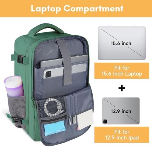 Taygeer Travel Backpack for College Woman, Lightweight Backpack for 15.6 inch Laptop with USB Charging Port, TSA Friendly Bag for Women Traveling, Backpack Carry On Luggage for friend Gym Sport, Green - Image 5