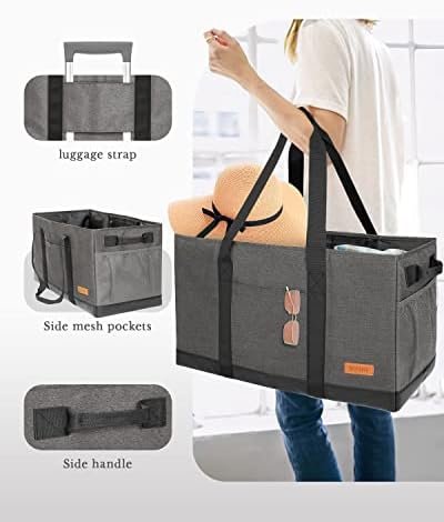 WONDAY Large Stand Up Utility Tote Bag, Reusable Grocery Bags Foldable with Waterproof Bottom - Image 4