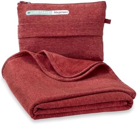 SAGEFINDS Airplane Travel Blanket | Compact Throw Blanket for Camping and Hiking | Converts into a Pillow | Travel Gift | Soft Jersey Knit | Fits in Backpack | Attaches to Luggage | Travel Essential